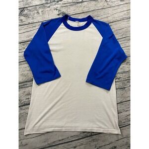 Don Alleson‎ Athletics Mens L Vtg 70s Raglan T-Shirt Blue White USA Colorblock